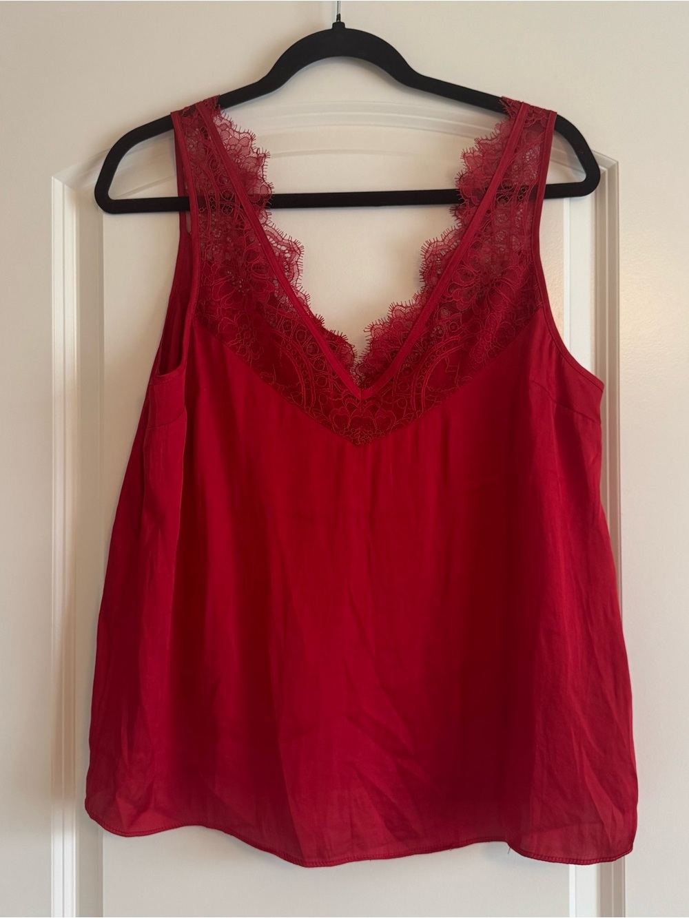 H&M Red Lace Detail Blouse